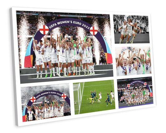 England Lionesses Win Women's 2022 Euro Montage CANVAS WALL ART Picture Print
