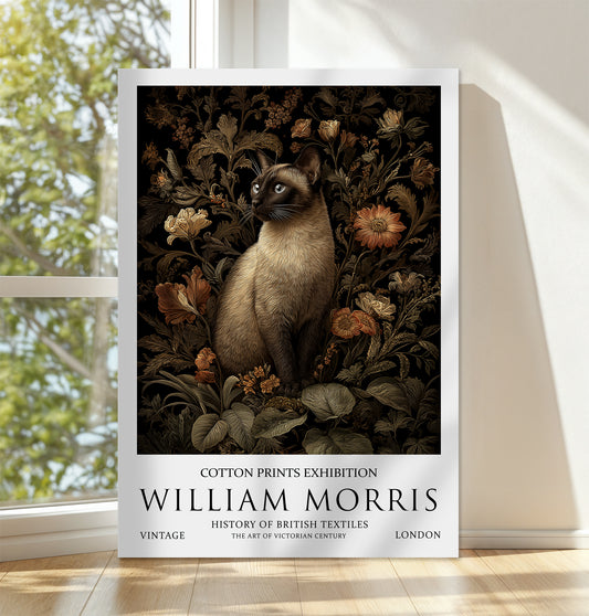 William Morris Siamese Cat CANVAS WALL ART Picture Print