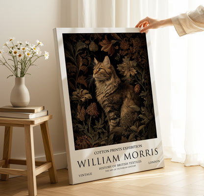 William Morris Maine Coon Cat CANVAS WALL ART Picture Print
