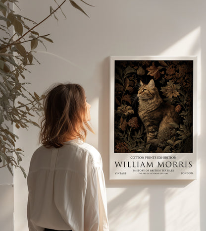 William Morris Maine Coon Cat CANVAS WALL ART Picture Print