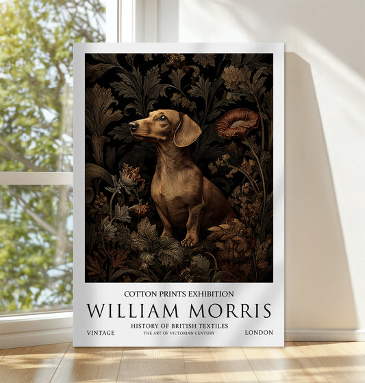 William Morris Dachshund CANVAS WALL ART Picture Print