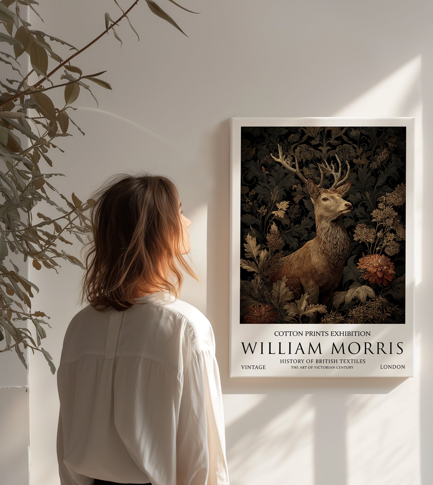 William Morris Stag CANVAS WALL ART Picture Print