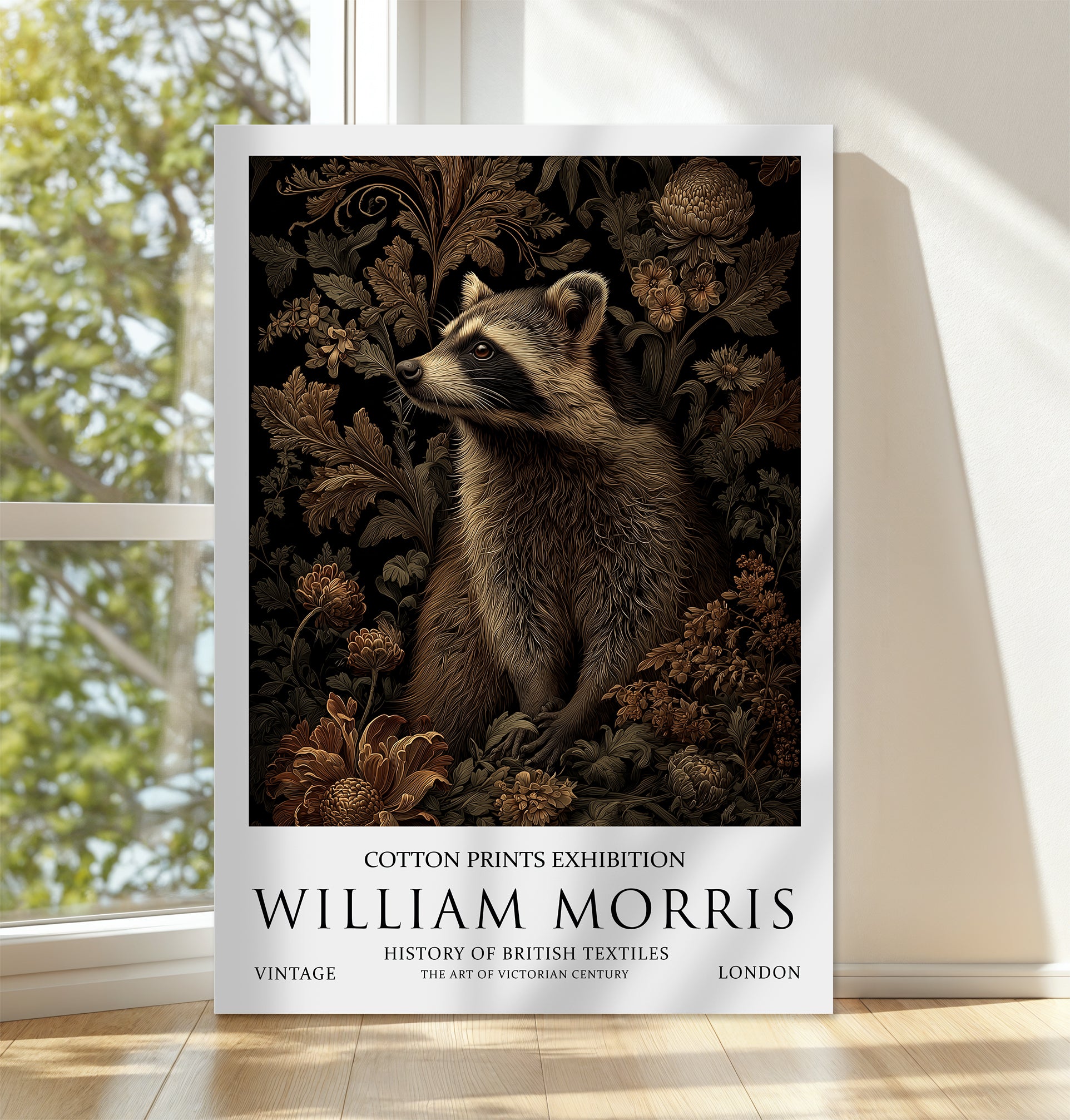 William Morris Raccoon CANVAS WALL ART Picture Print