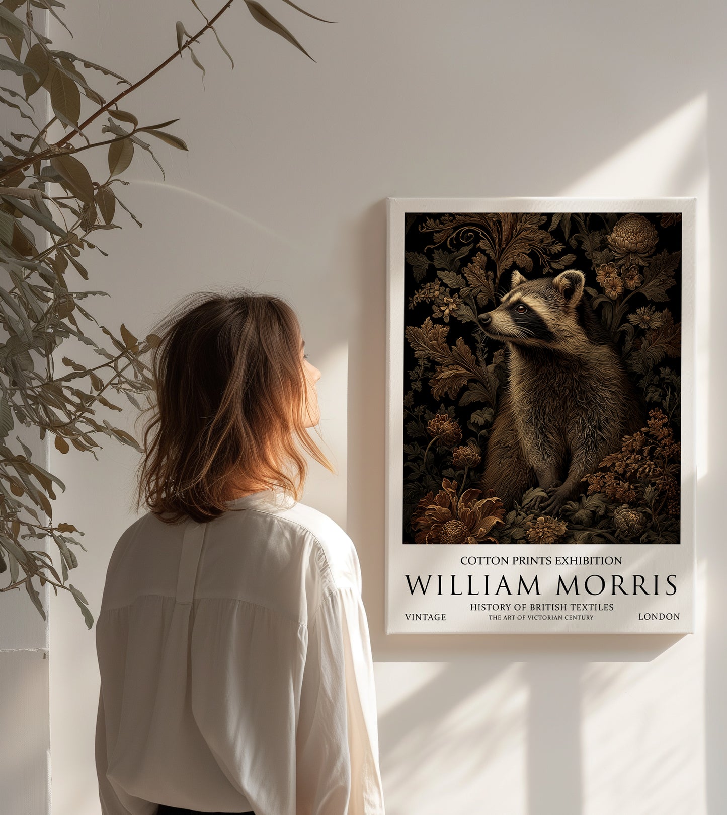 William Morris Raccoon CANVAS WALL ART Picture Print