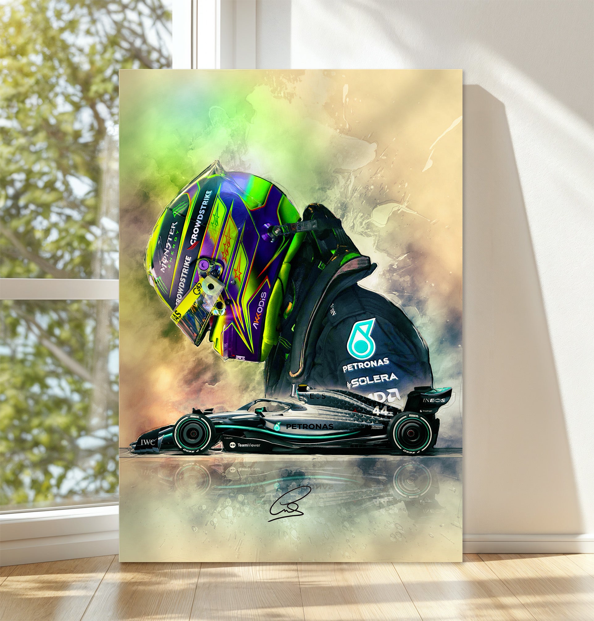 Lewis Hamilton Signed CANVAS WALL ART Picture Print