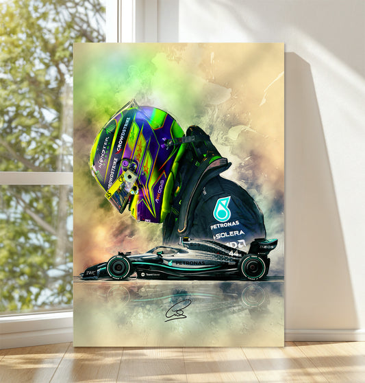 Lewis Hamilton Signed CANVAS WALL ART Picture Print