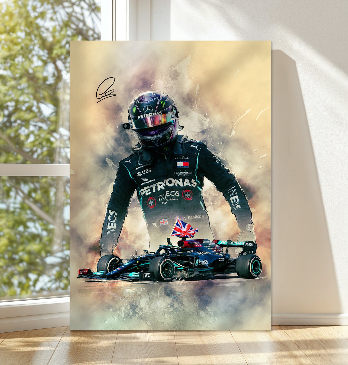Lewis Hamilton 2021 Silverstone Win Signed CANVAS WALL ART Picture Print