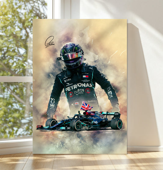Lewis Hamilton 2021 Silverstone Win Signed CANVAS WALL ART Picture Print
