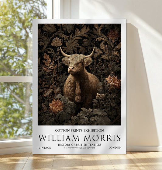William Morris Highland Cow CANVAS WALL ART Picture Print