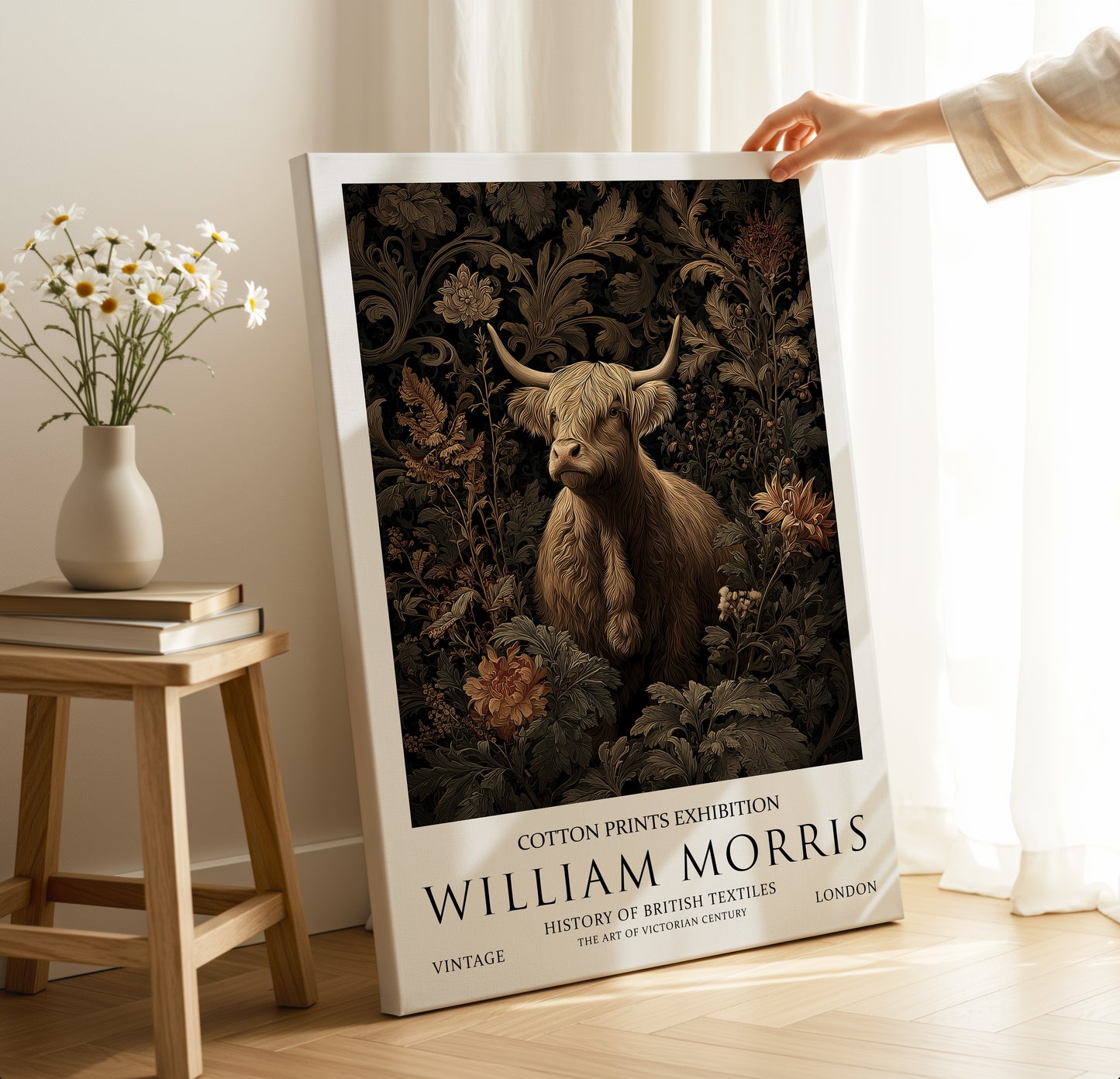 William Morris Highland Cow CANVAS WALL ART Picture Print