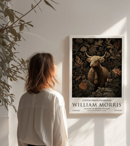 William Morris Highland Cow CANVAS WALL ART Picture Print