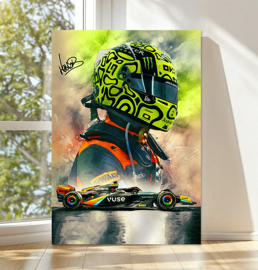 Lando Norris Signed CANVAS WALL ART Picture Print