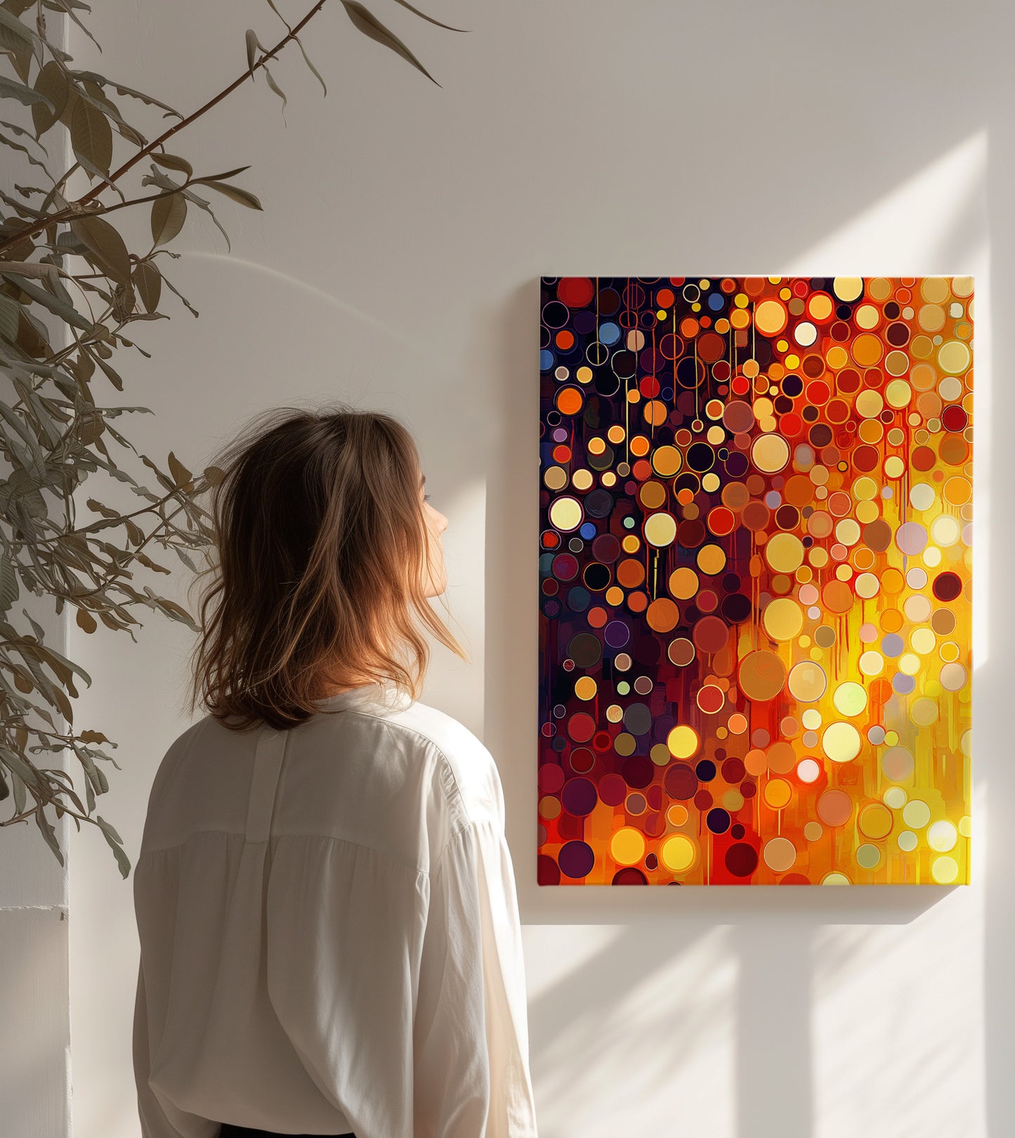 Radiance of Infinite Dots Yayoi Kusama Canvas – Sunset Symphony Wall Décor