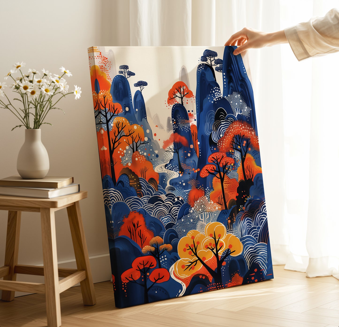 Autumn Mountain Forest Canvas – Japanese Style Scenic Wall Art Print