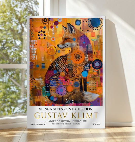 Gustav Klimt Fox Canvas – Geometric Golden Art Nouveau Wall Art