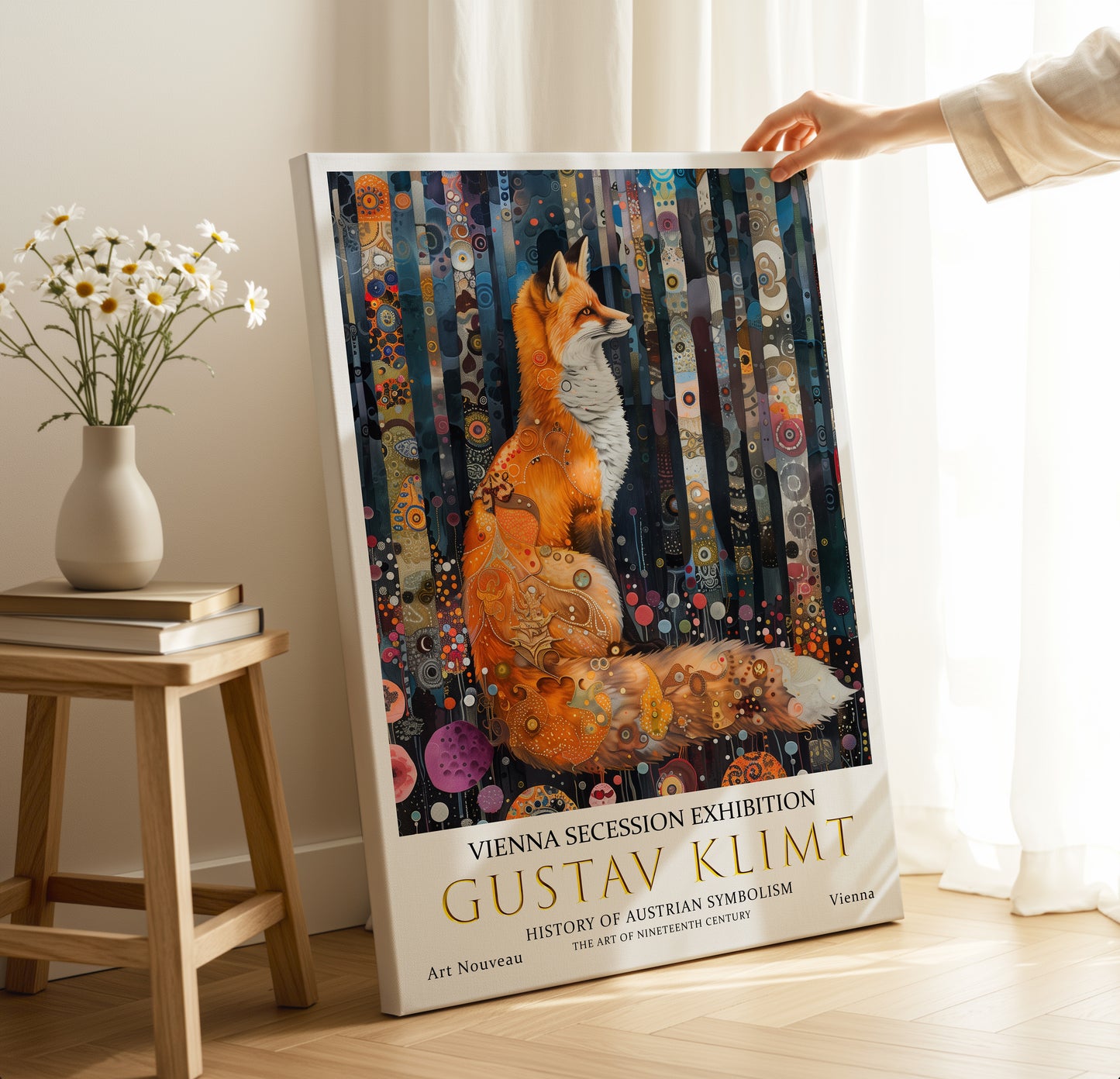 Gustav Klimt Forest Fox Canvas – Mystical Art Nouveau Wall Art