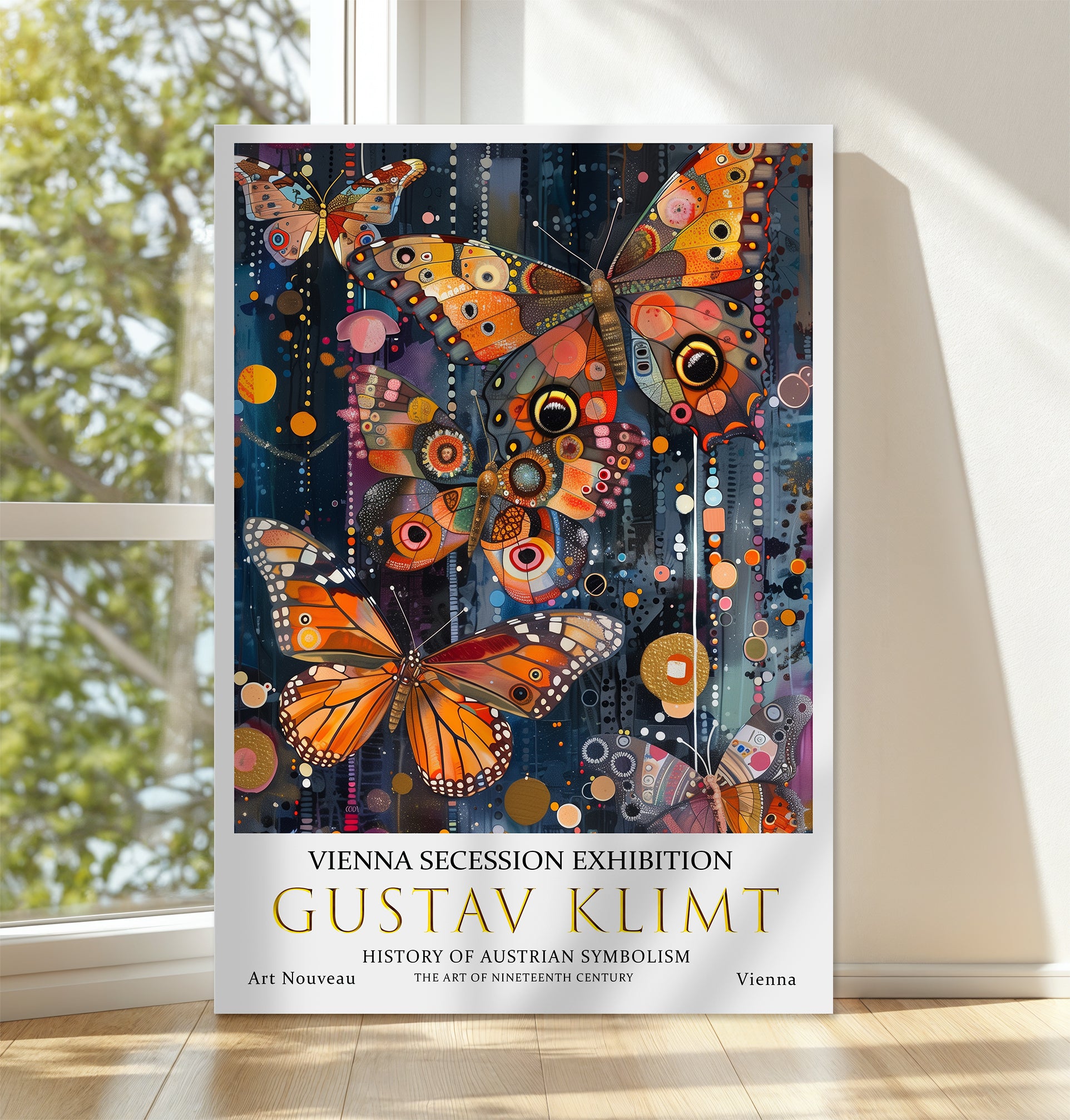 Gustav Klimt Butterfly Canvas – Colourful Art Nouveau Wall Art