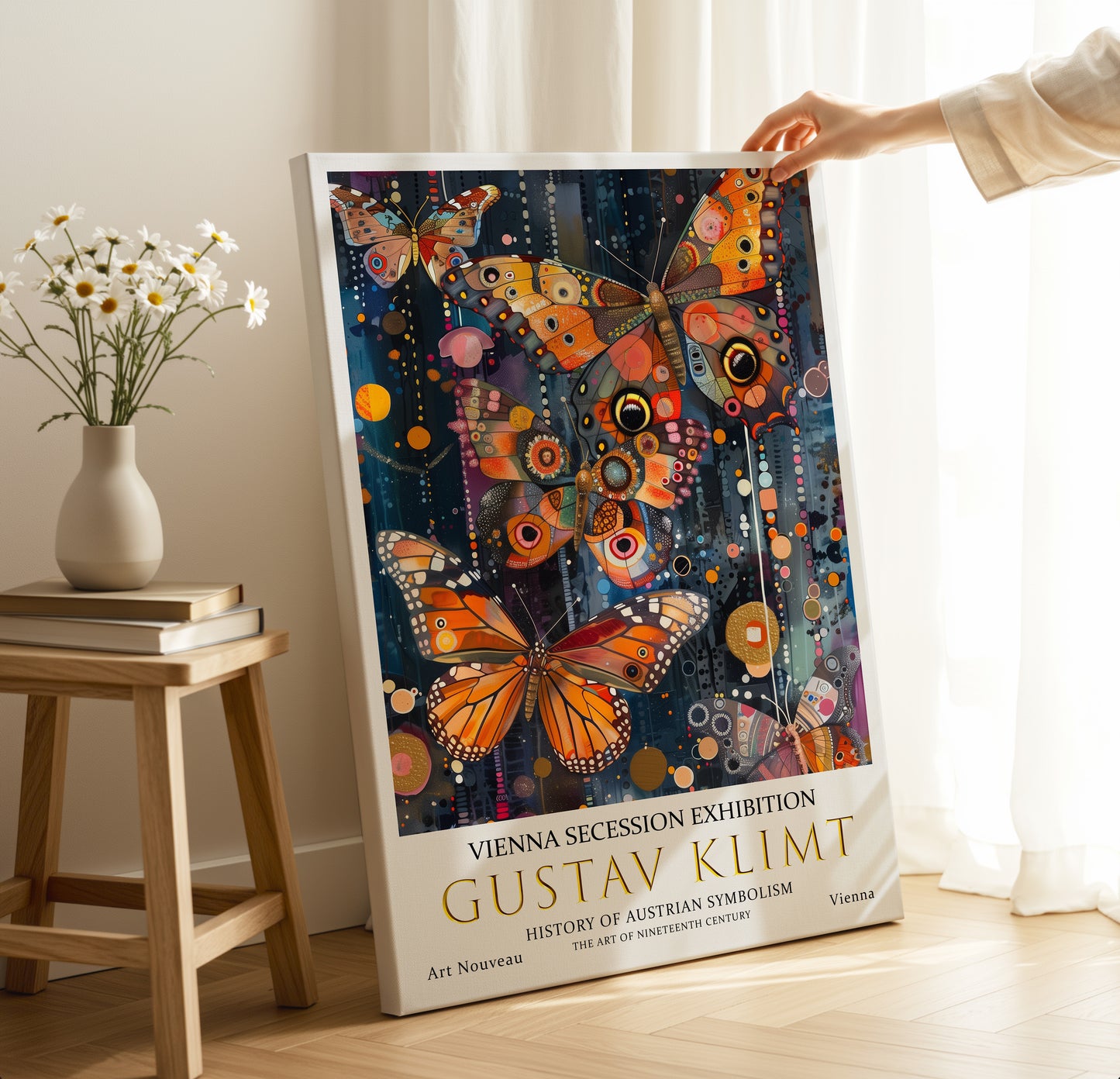 Gustav Klimt Butterfly Canvas – Colourful Art Nouveau Wall Art