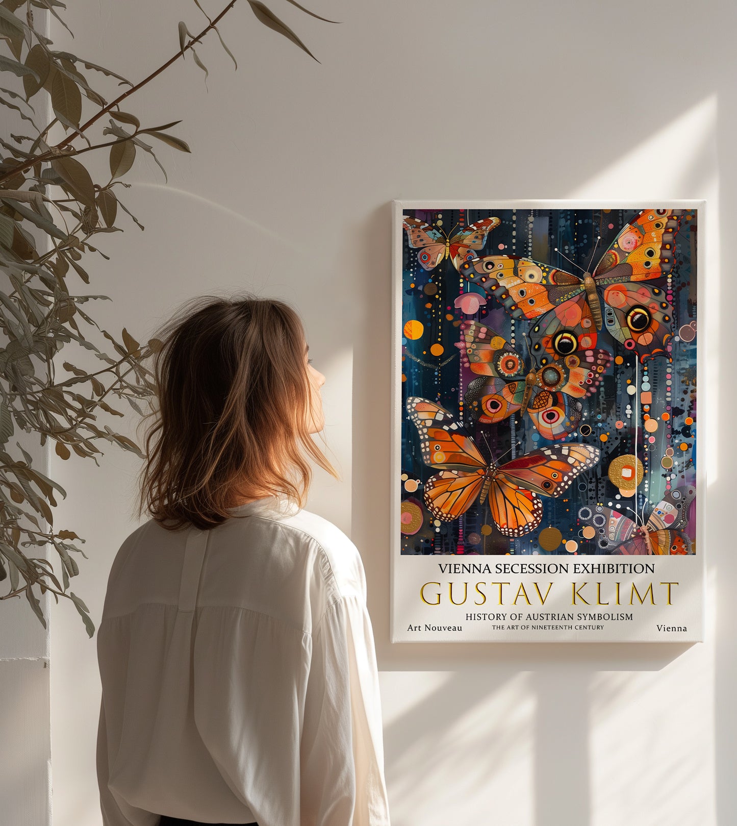 Gustav Klimt Butterfly Canvas – Colourful Art Nouveau Wall Art