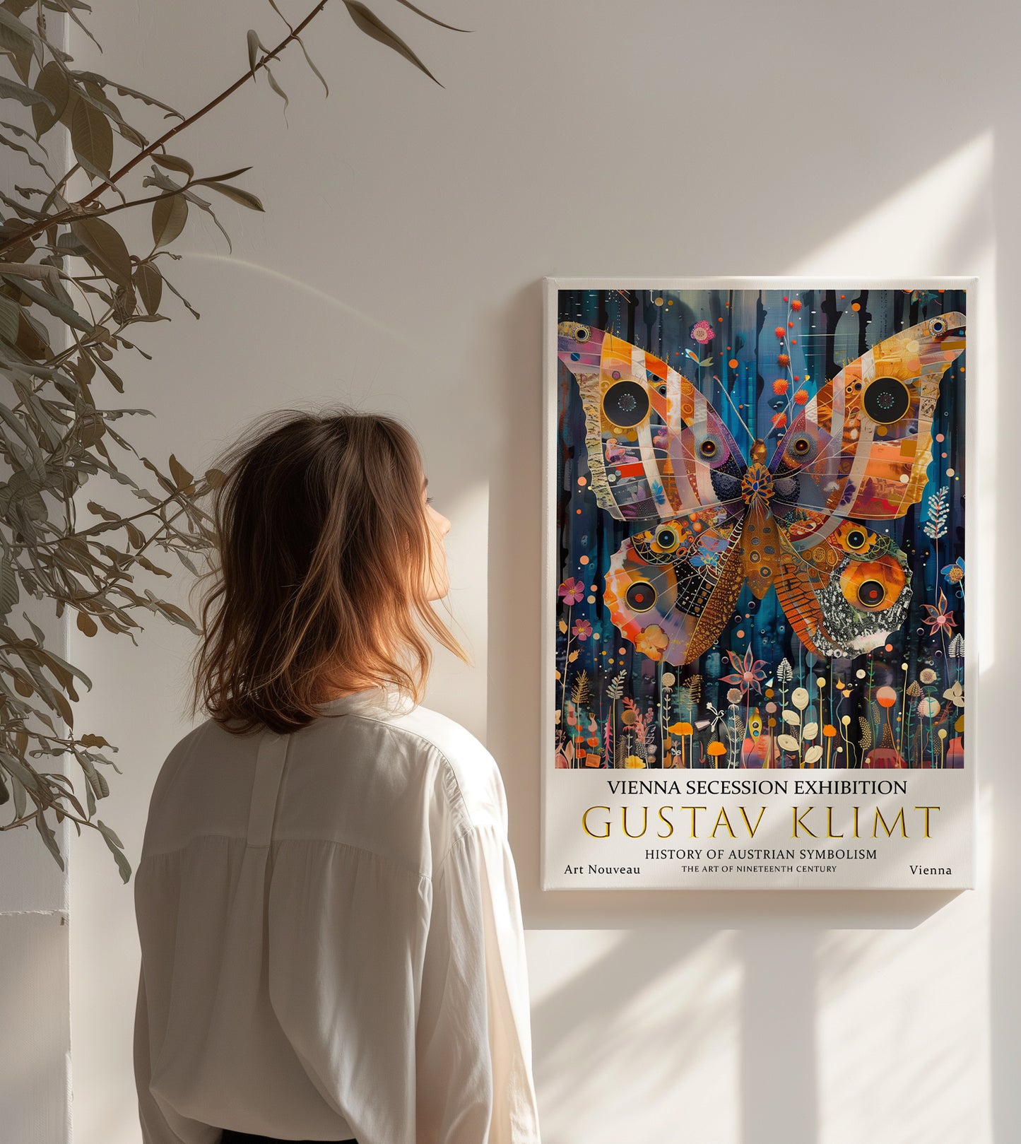 Gustav Klimt Giant Butterfly Canvas – Bold Art Nouveau Wall Art