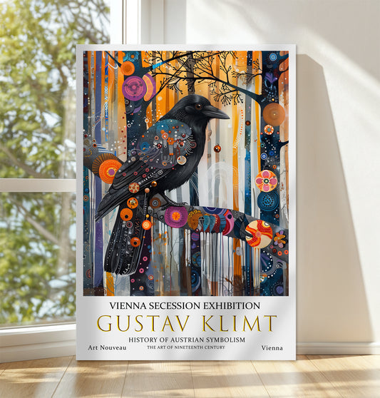 Gustav Klimt Raven Canvas – Dark Symbolic Art Nouveau Wall Art