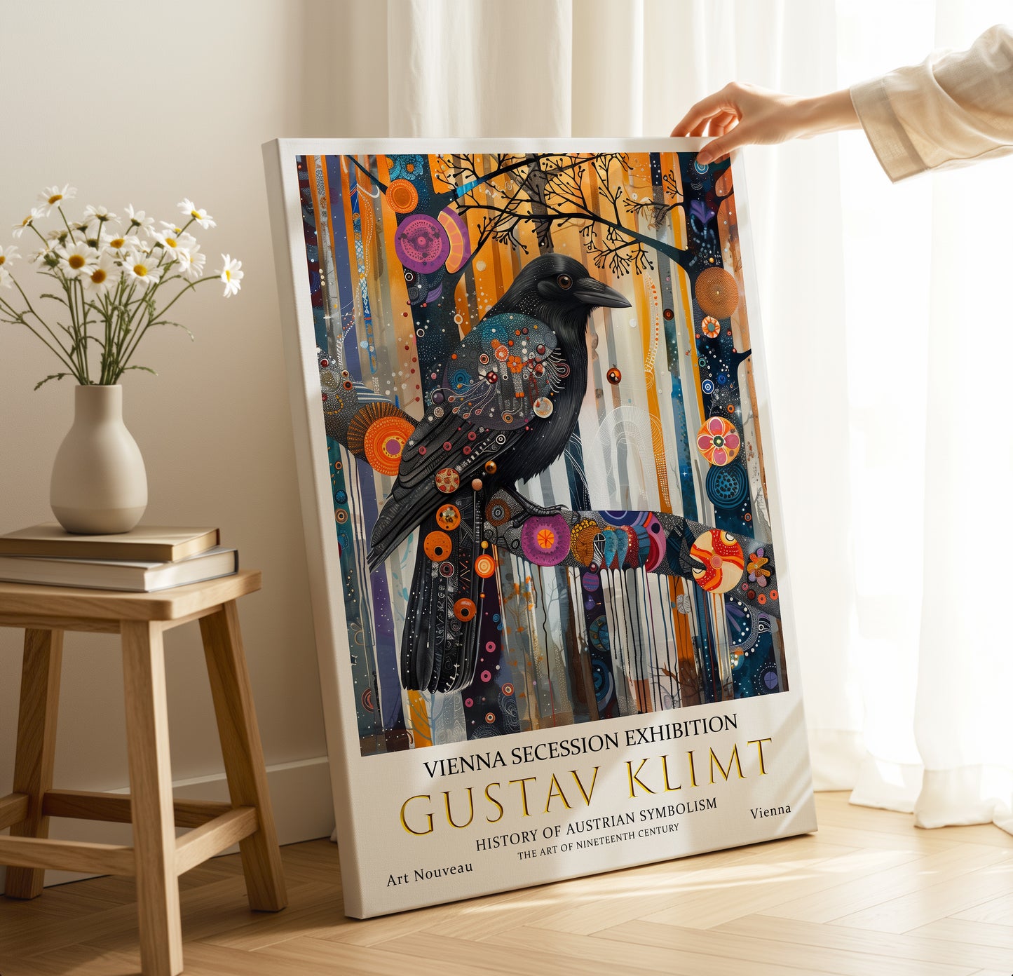 Gustav Klimt Raven Canvas – Dark Symbolic Art Nouveau Wall Art