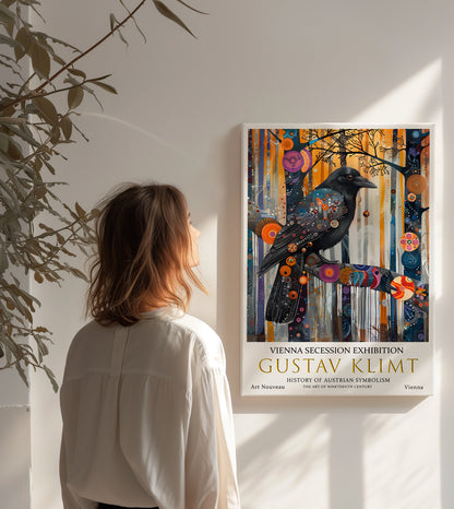 Gustav Klimt Raven Canvas – Dark Symbolic Art Nouveau Wall Art