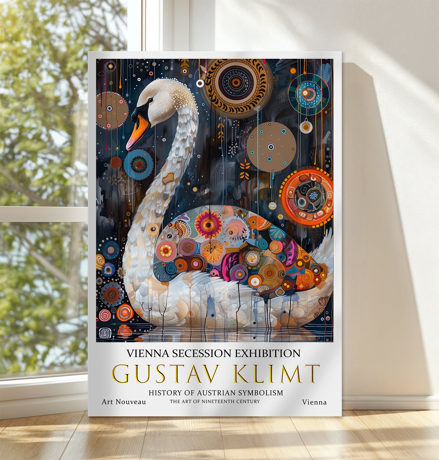 Gustav Klimt Swan Canvas Art – Elegant Symbolist Wall Decor