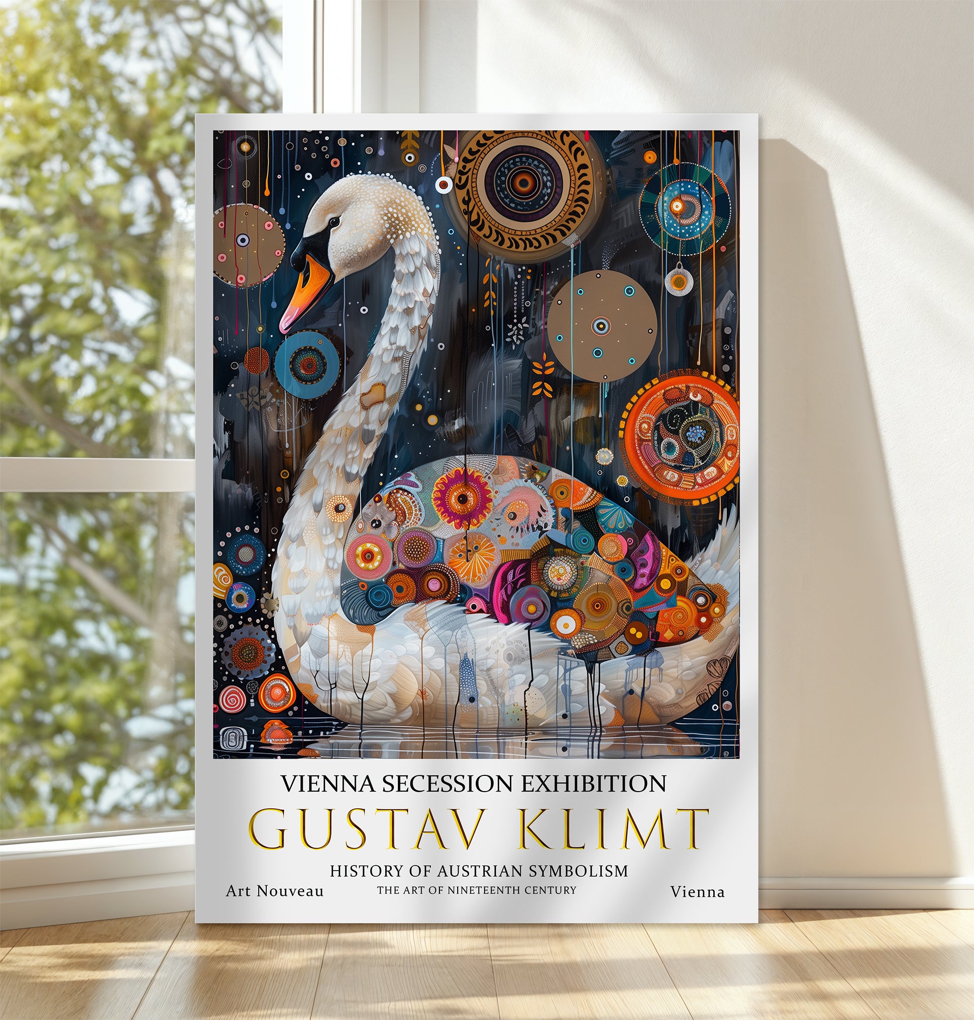 Gustav Klimt Swan Canvas Art – Elegant Symbolist Wall Decor