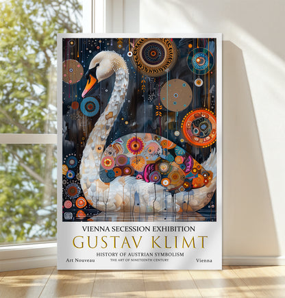 Gustav Klimt Swan Canvas Art – Elegant Symbolist Wall Decor