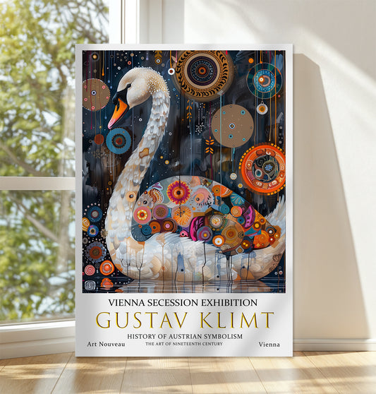 Gustav Klimt Swan Canvas Art – Elegant Symbolist Wall Decor
