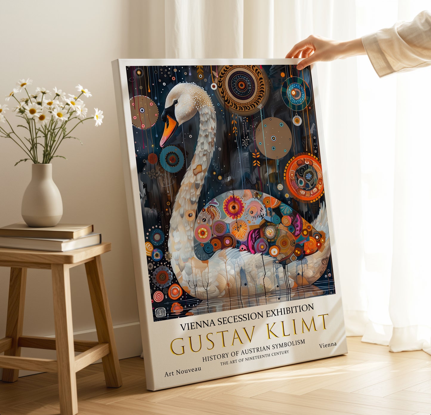 Gustav Klimt Swan Canvas Art – Elegant Symbolist Wall Decor