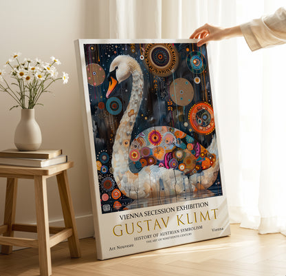 Gustav Klimt Swan Canvas Art – Elegant Symbolist Wall Decor
