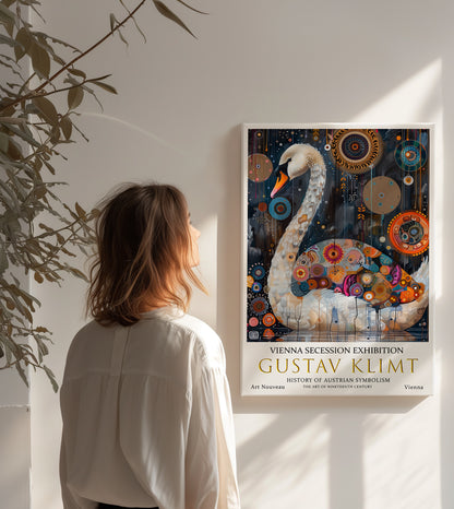 Gustav Klimt Swan Canvas Art – Elegant Symbolist Wall Decor