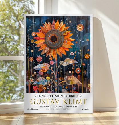 Gustav Klimt Sunflower Canvas Art – Symbolist Floral Wall Decor