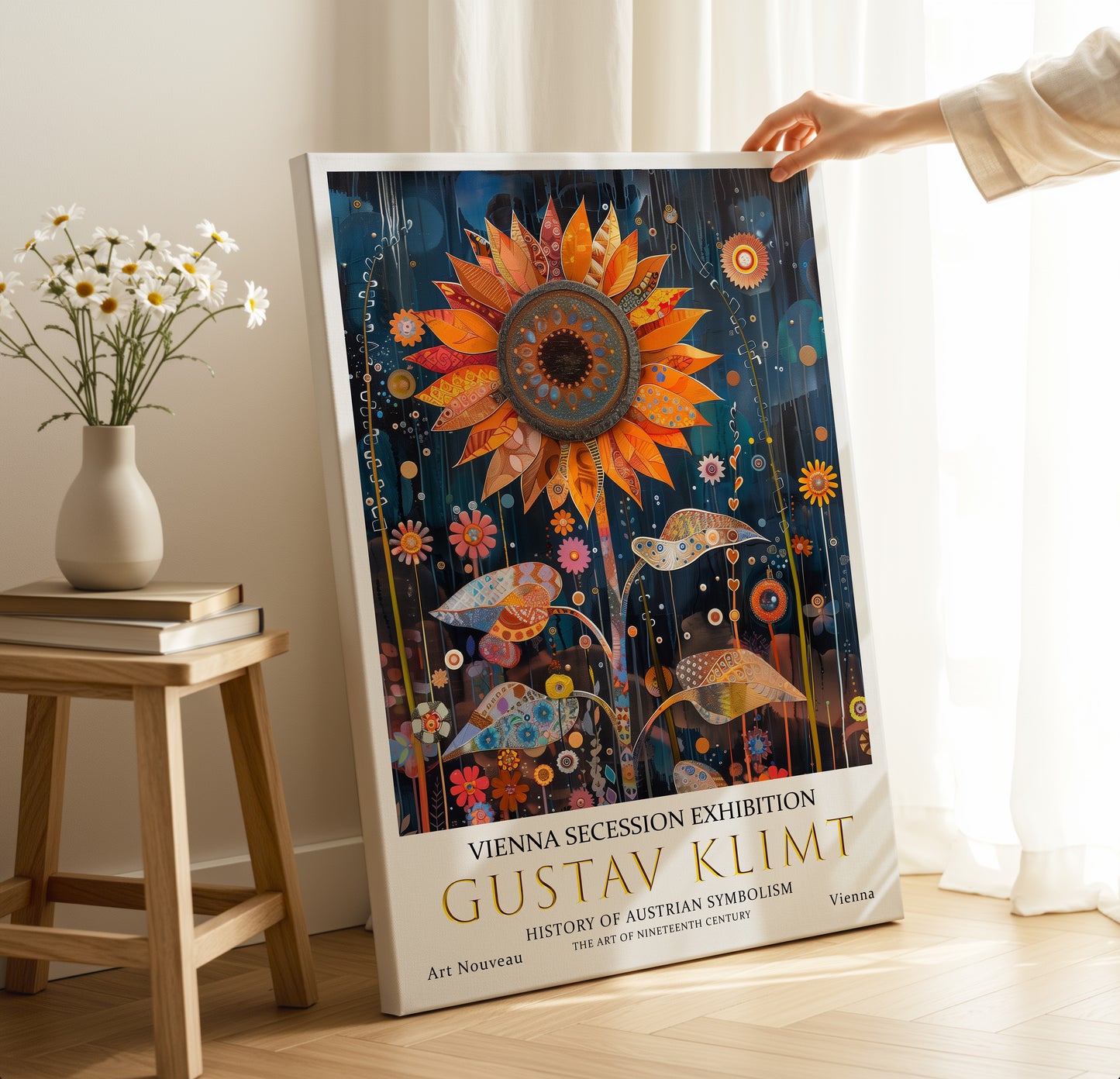 Gustav Klimt Sunflower Canvas Art – Symbolist Floral Wall Decor