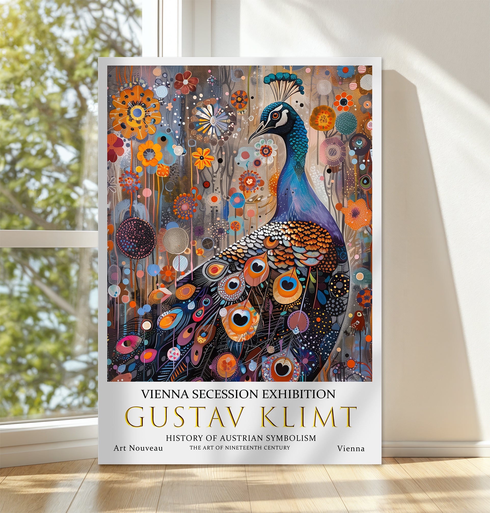 Gustav Klimt Peacock Canvas Art – Ornate Symbolist Bird Design