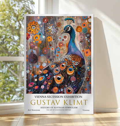 Gustav Klimt Peacock Canvas Art – Ornate Symbolist Bird Design