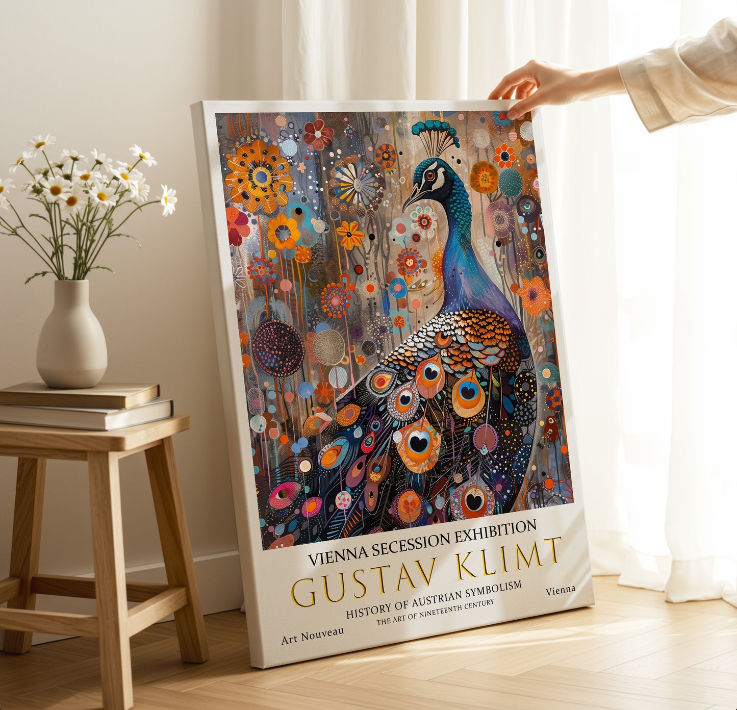 Gustav Klimt Peacock Canvas Art – Ornate Symbolist Bird Design