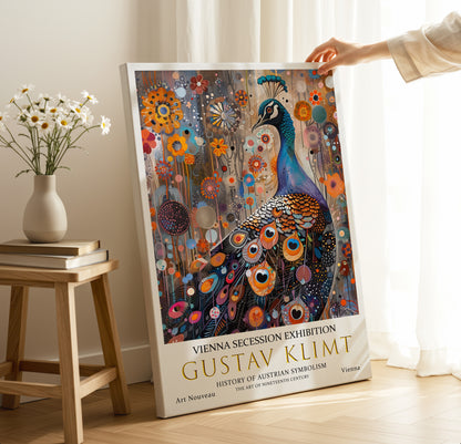 Gustav Klimt Peacock Canvas Art – Ornate Symbolist Bird Design