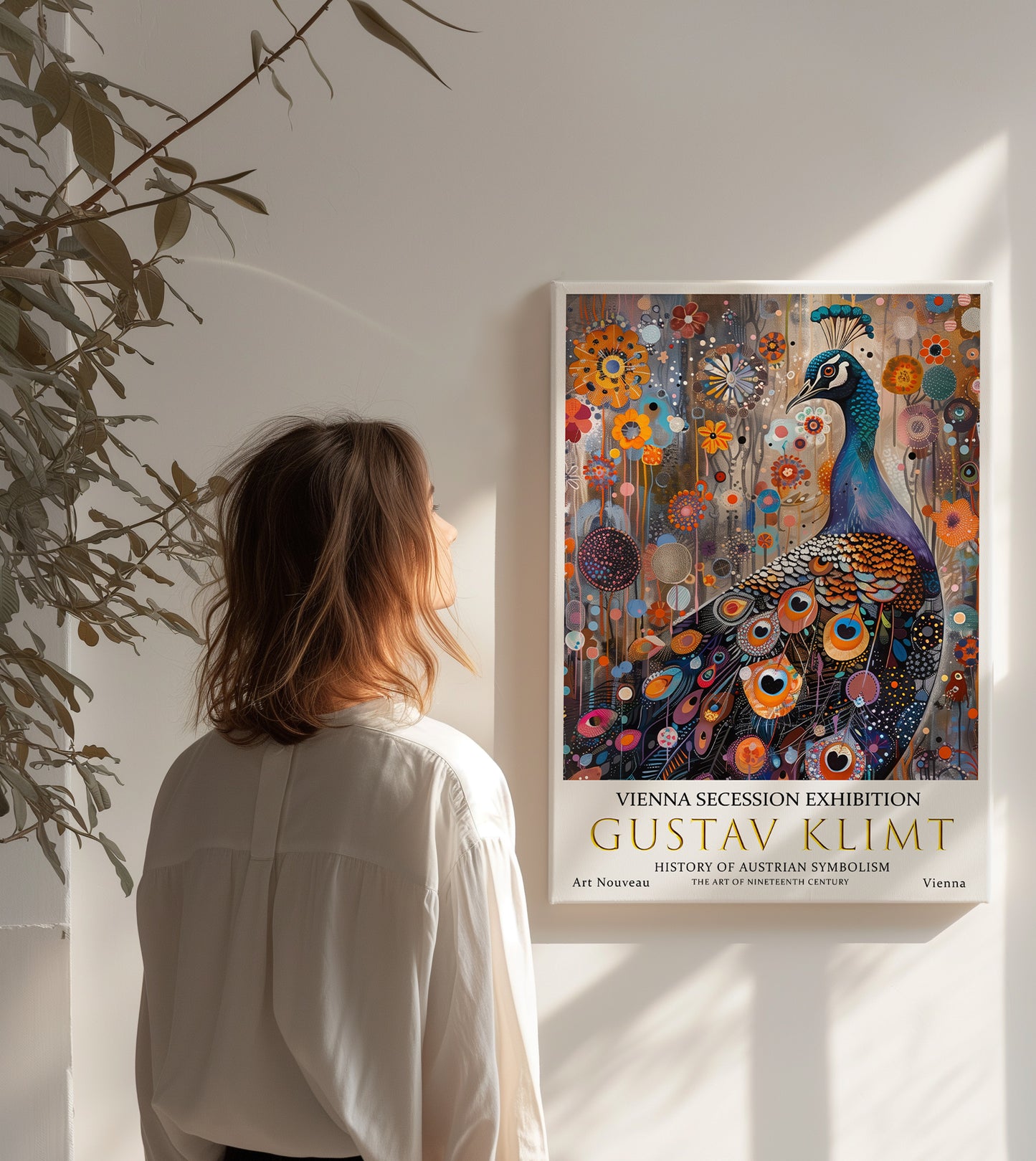 Gustav Klimt Peacock Canvas Art – Ornate Symbolist Bird Design