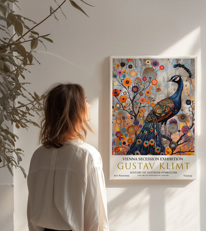 Gustav Klimt Peacock Poster – Symbolist Style Decorative Print