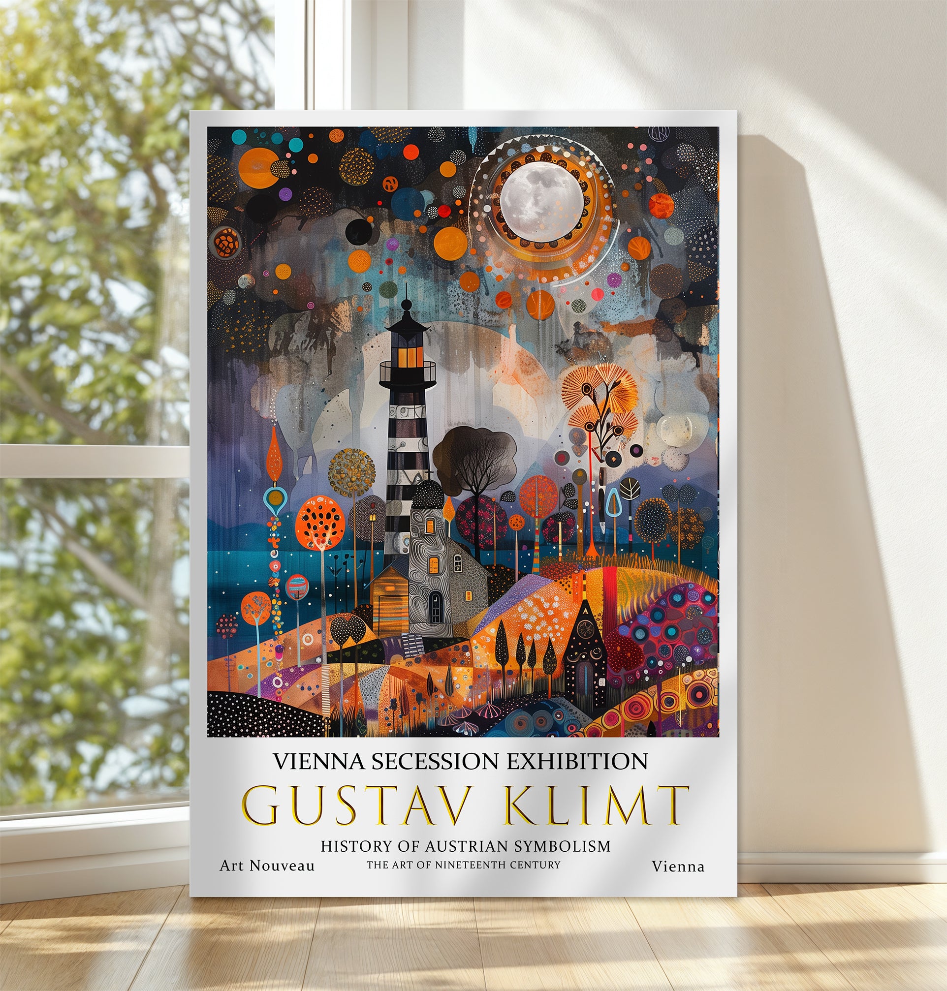Gustav Klimt Lighthouse Art Print – Symbolist Coastal Wall Decor