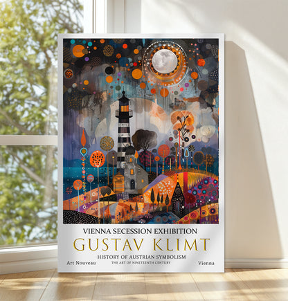 Gustav Klimt Lighthouse Art Print – Symbolist Coastal Wall Decor