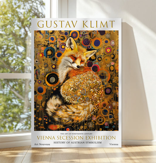 Gustav Klimt Sleeping Fox Canvas – Golden Art Nouveau Wall Art