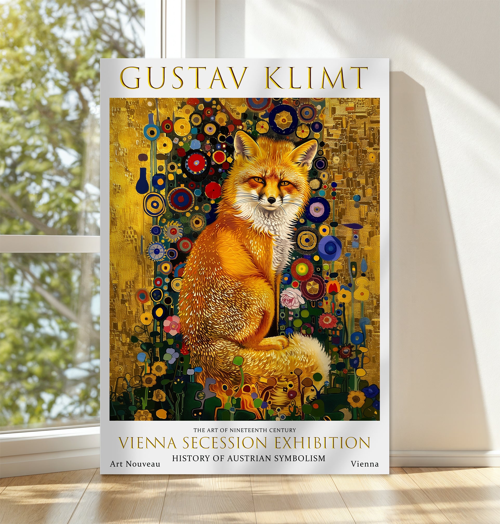 Gustav Klimt Golden Fox Canvas – Art Nouveau Animal Wall Art
