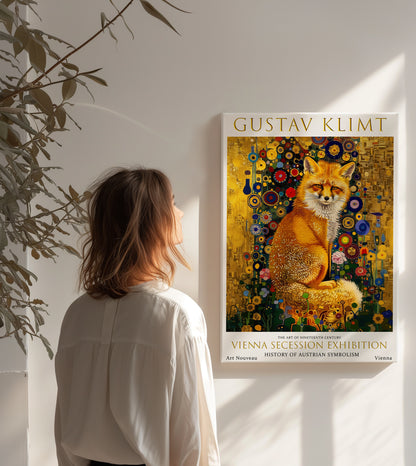 Gustav Klimt Golden Fox Canvas – Art Nouveau Animal Wall Art
