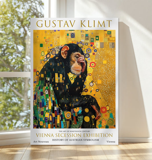 Gustav Klimt Golden Chimpanzee Canvas Art