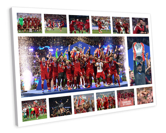 Liverpool Fc 2019 Champions League Montage CANVAS WALL ART Framed Picture Print