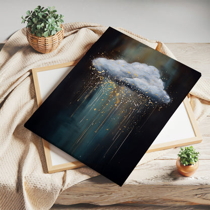 Dark Cloud with Golden Rain Canvas – Atmospheric Abstract Wall Art for Living Room